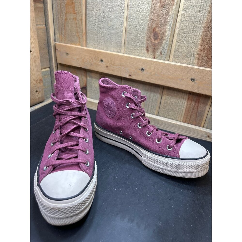 Converse All Star Womens Platform High-Top Sneakers Suede Upper Size 9 Purple Vi